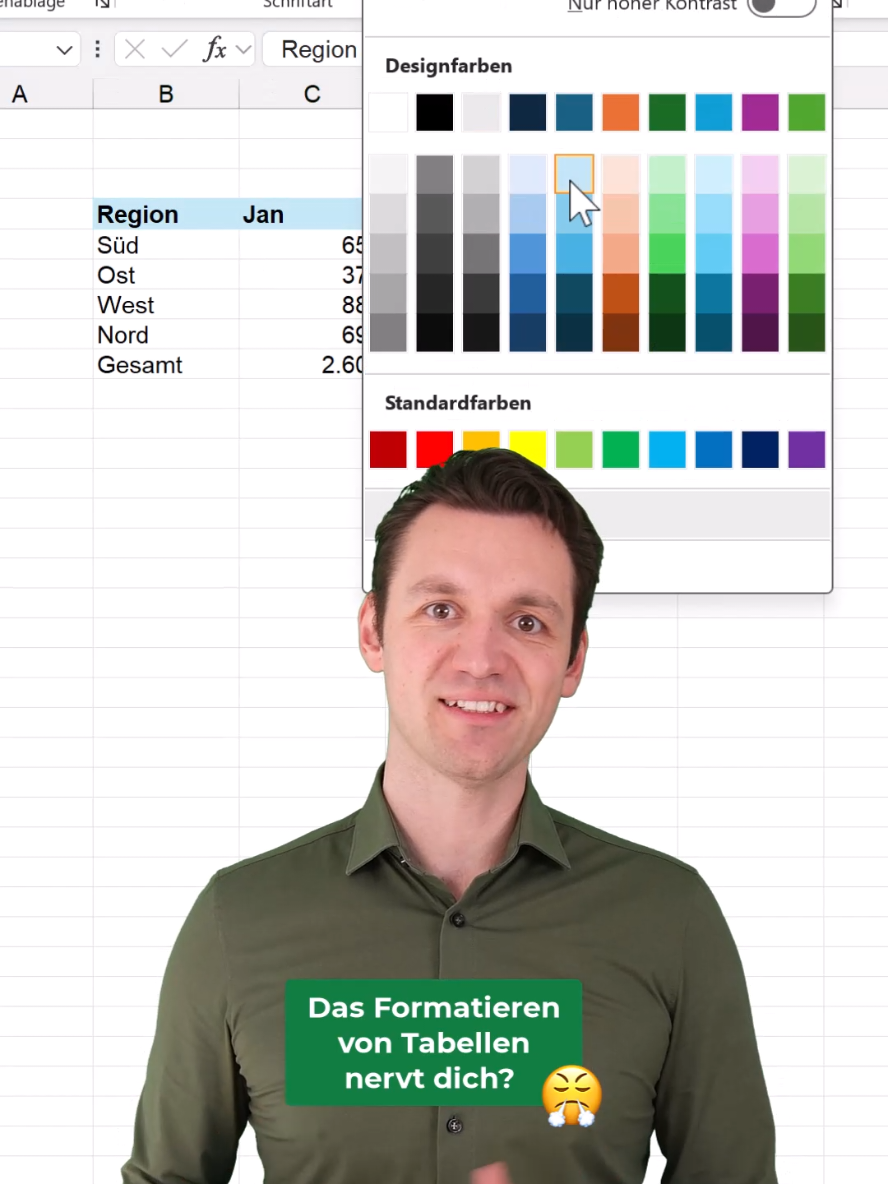 Das Formatieren von Tabellen nervt dich? 😤 Dann versuch es doch mal mit dem Autoformat! #excel #lernenmittiktok #karriere #microsoftambassador 