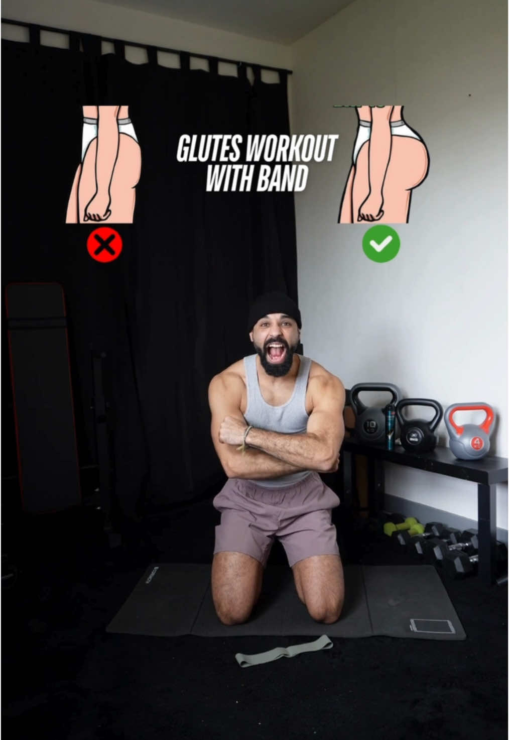 7 exercises to get big glutes with band at home 🤤🍑 -4 rounds  -20’sec work -30’sec rest -1 min rest between rounds  #glutesworkout #homeworkout #Fitness #coach #motivation #fyp #viral #foryou #explore 