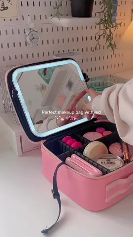 Love this bag so much ˚.🎀༘⋆ #ledmakeupbag #makeupbag #pinkmakeupbag #traveltiktok #travelbag #makeupartist 