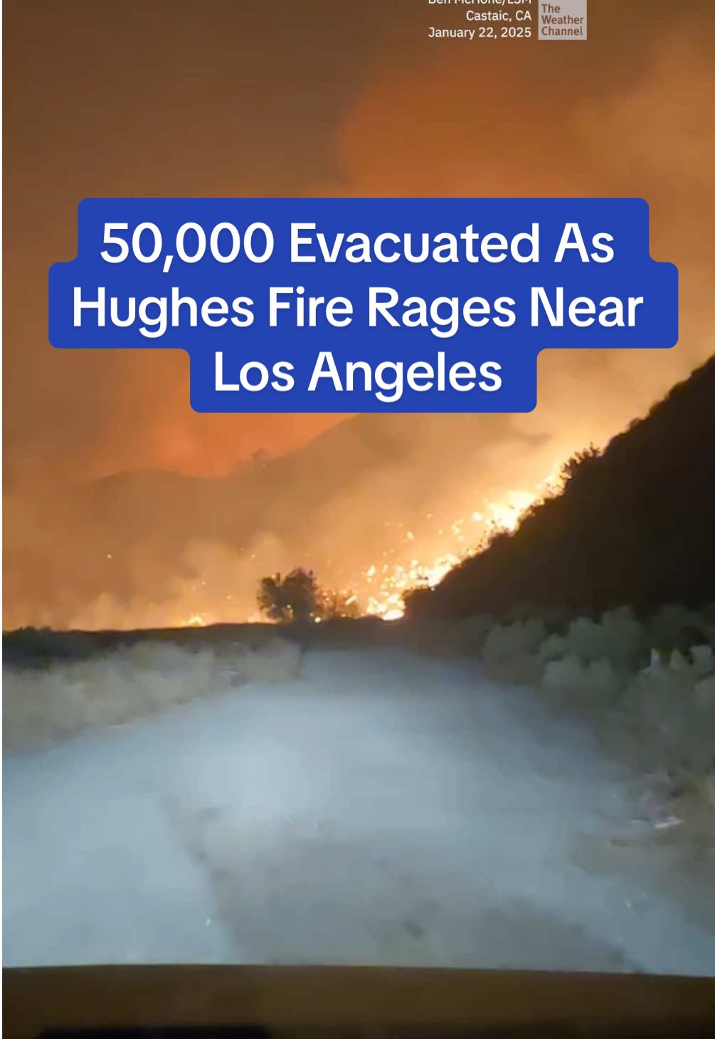 With gusts up to 60 mph, the Hughes Fire is threatening lives and forcing evacuations across northern Los Angeles County. #TheWeatherChannel #fyp #weathertok #weatherchannel   #weather #forecast #losangeles #wildfires #severeweather #climateimpact