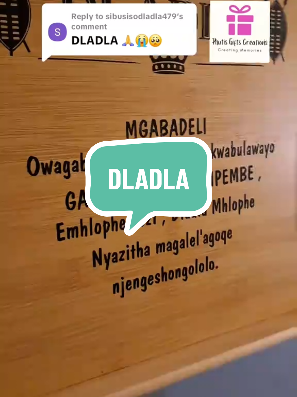 Replying to @sibusisodladla479  #personalisedwoodentray #phutisgiftcreations  #dladla #dladlaclannames 