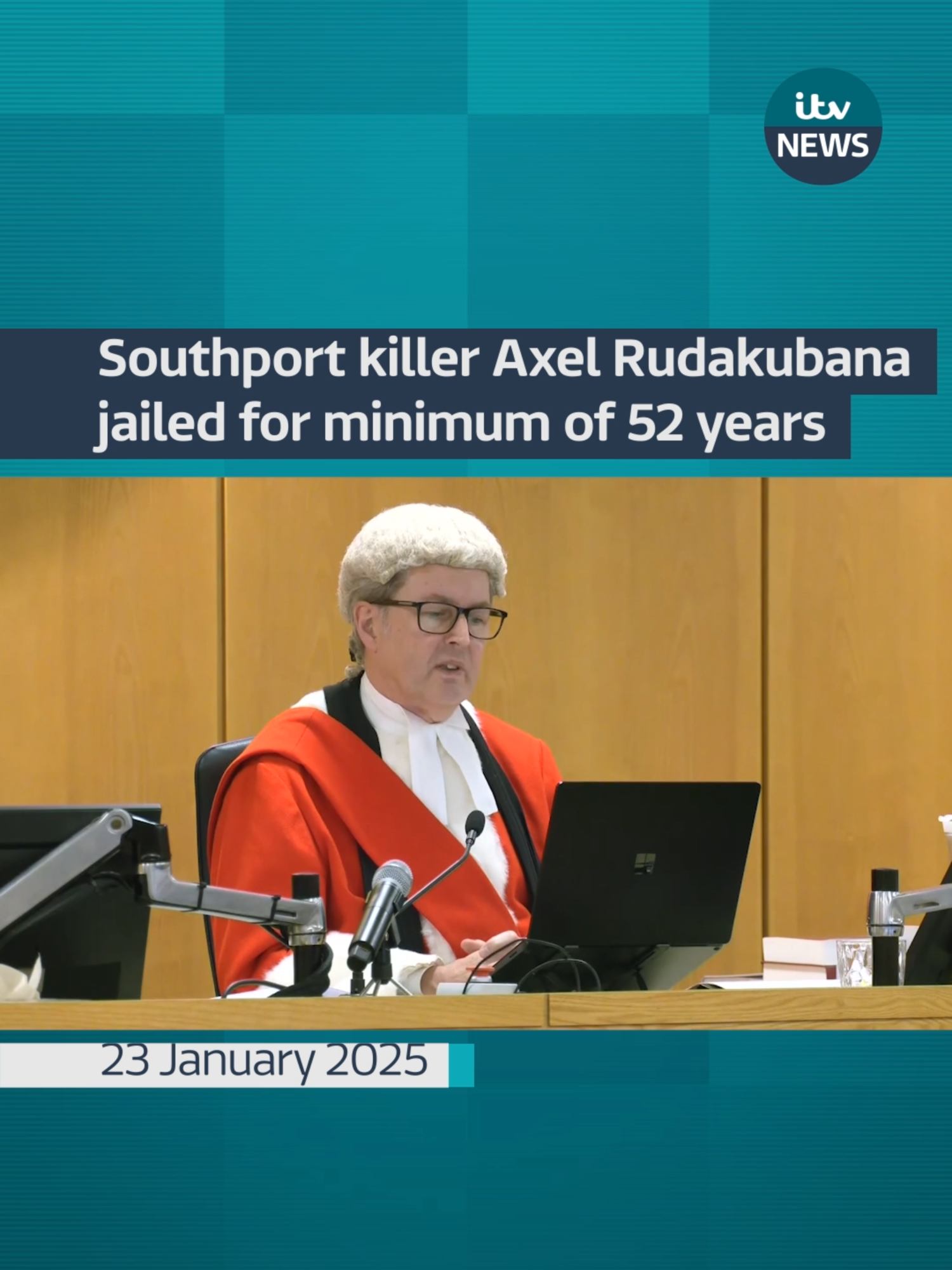 Axel Rudakubana, 18, has been jailed for life with a minimum term of 52 years for the murders of Alice da Silva Aguiar, Bebe King, and Elsie Dot Stancombe. #itvnews #axelrudakbana #southportstabbings