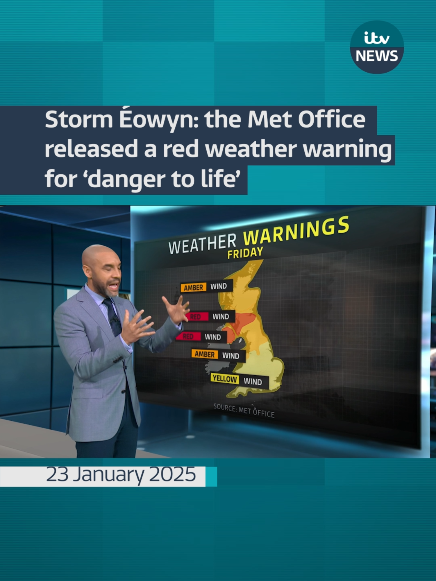 Winds of up to 100 miles per hour are predicted and people in the path of the storm are being told to stay at home #itvnews #stormeowyn