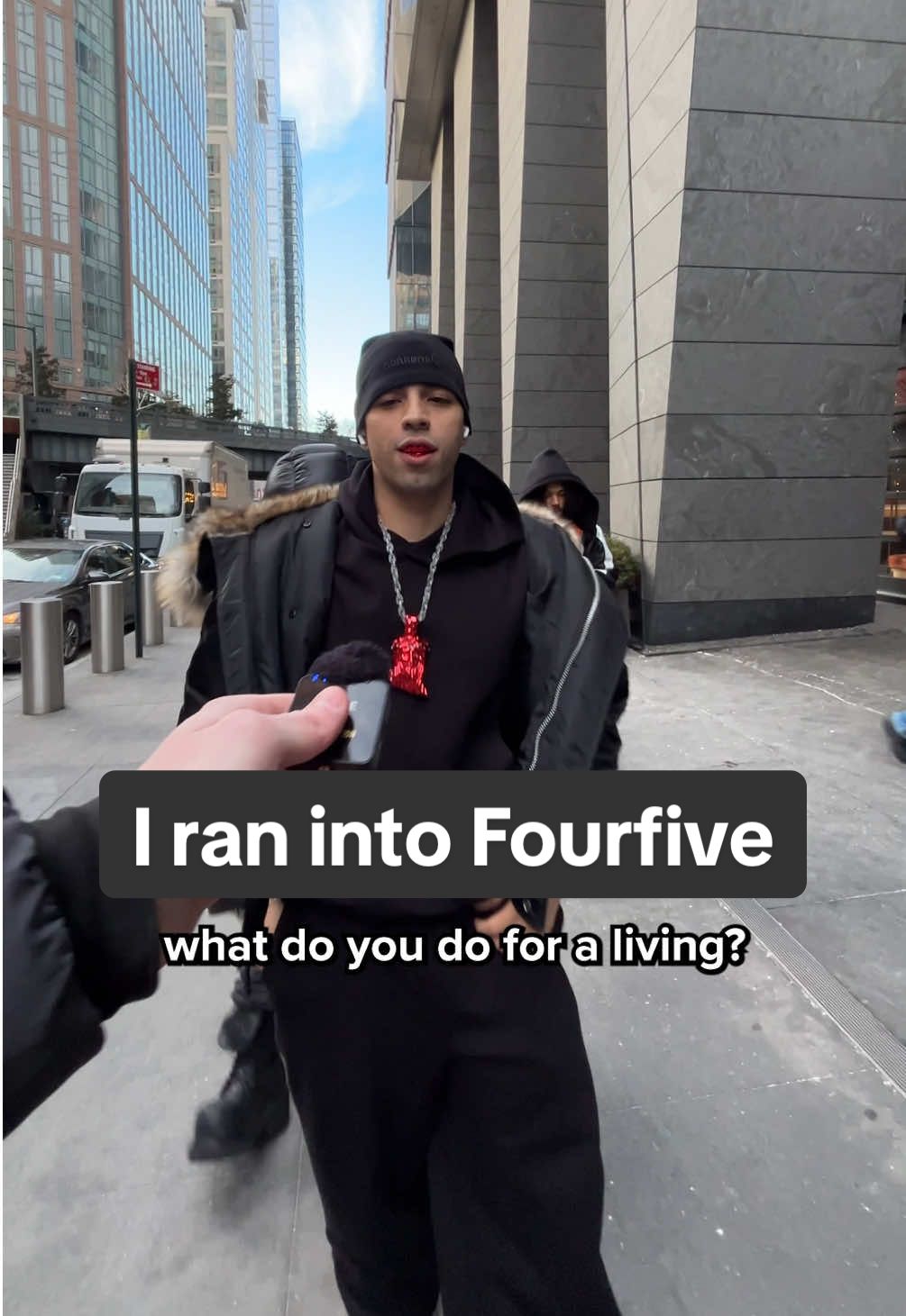What does he do for a living? @fourfive #whatdoyoudoforaliving #fourfive #funny #rap #hiphop #whatsongareyoulisteningto #newmusic #interview #nyc 