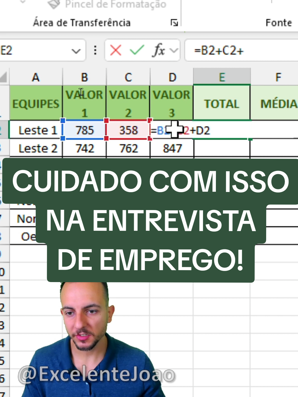 Atenção, futuros profissionais!  O Excel pode ser seu maior aliado ou vilão em uma entrevista de emprego. Neste vídeo, vamos aprender uma dica infalível para arrasar em um teste prático e mostrar que você domina essa ferramenta! 🤩 #Excel #EntrevistaDeEmprego #DicasDeCarreira #TrabalhoDosSonhos