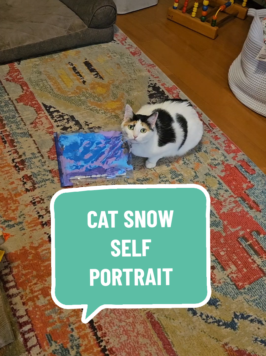 Audrey paints her kitty cat self in the snow ❄️  #catsoftiktok #cat #catart #painting #snow #snowflakes #artists 