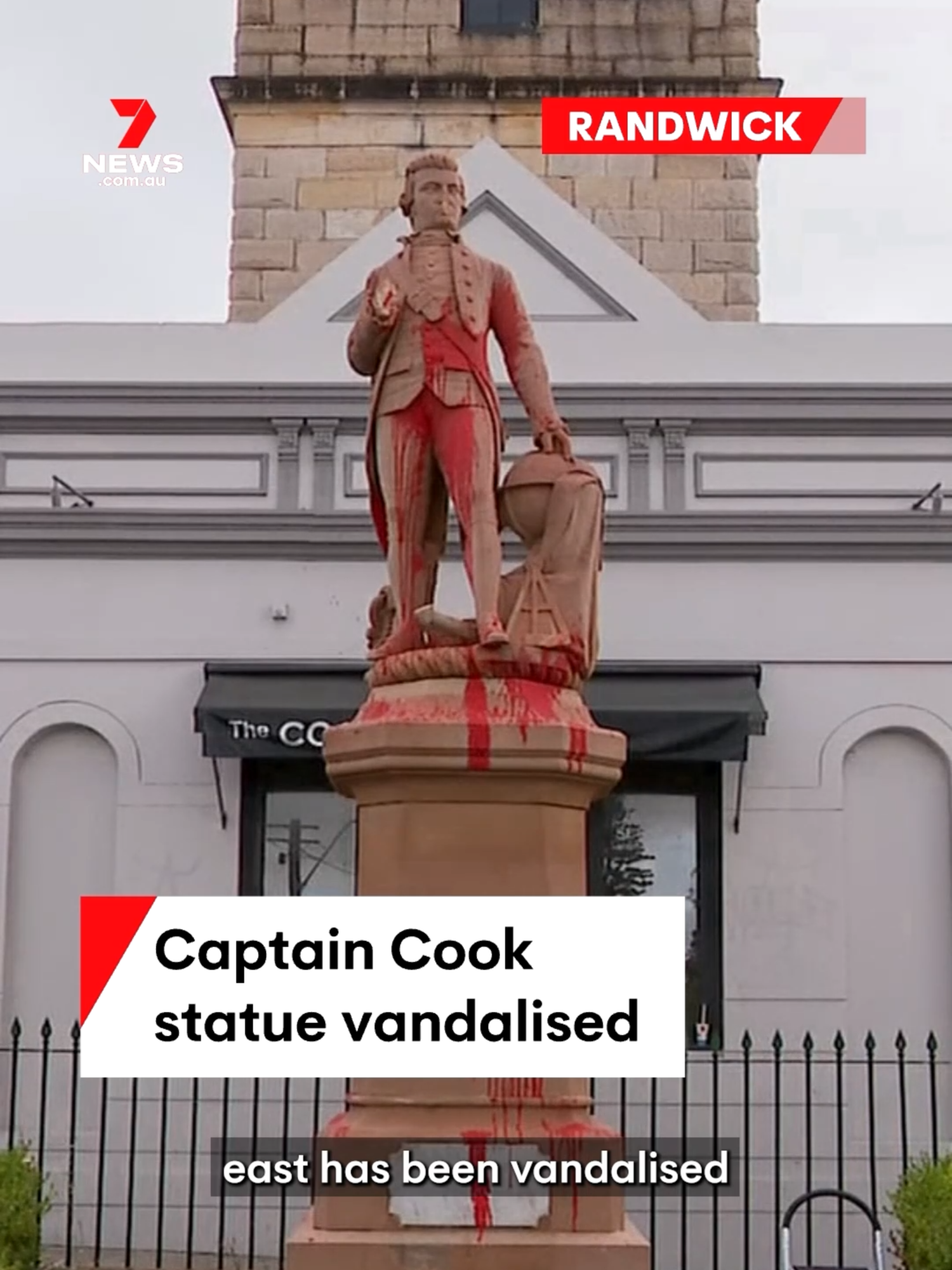 A statue of Captain Cook has been vandalised at Randwick in Sydney's east. #captaincook #jamescook #ozday #ausday #australiaday #australia #jan26 #january26 #26jan #26january #vandalism #statue #police #nswpolice #randwick #easternsuburbs #sydney #7NEWS