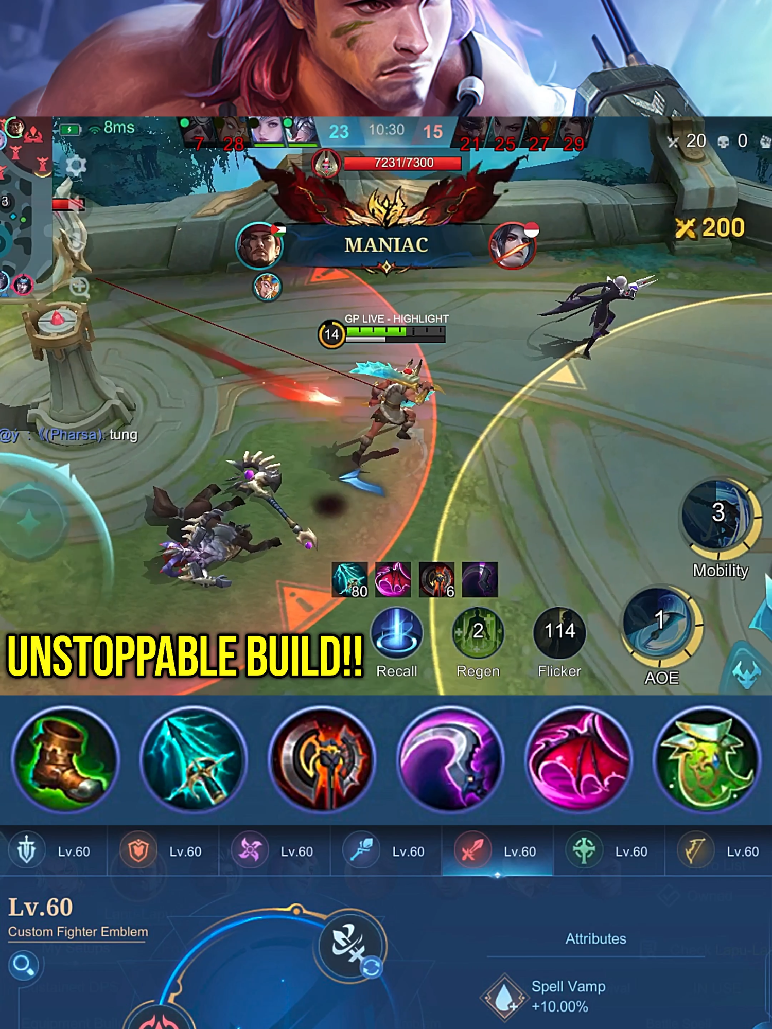 Maniac!! Unstoppable Lapu Lapu Build (Part 8) - MLBB #gameplayproplayer #lapulapu #MLBB