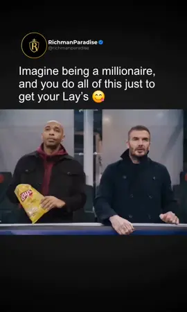 Lay's pulled off an epic move for football fans by turning a simple bag of chips into something unforgettable! 🌟 They teamed up with legends David Beckham and Thierry Henry during a big game, and here’s where it gets cool: Using their 'Chip Cam,' they searched the crowd for fans holding Lay's chips and gave them the chance to watch the game with these stars. Talk about a dream come true! The energy was electric, and fans were absolutely thrilled. This campaign wasn’t just about chips—it was about creating moments that matter. Lay’s showed how their snacks can bring people together and make them feel like VIPs. So, what do you think about this genius marketing move by Lay’s? 🏟️ #lays #SuperBowl #commercial #marketing #business #entrepeneur #wealth #success  Credit: @lays 