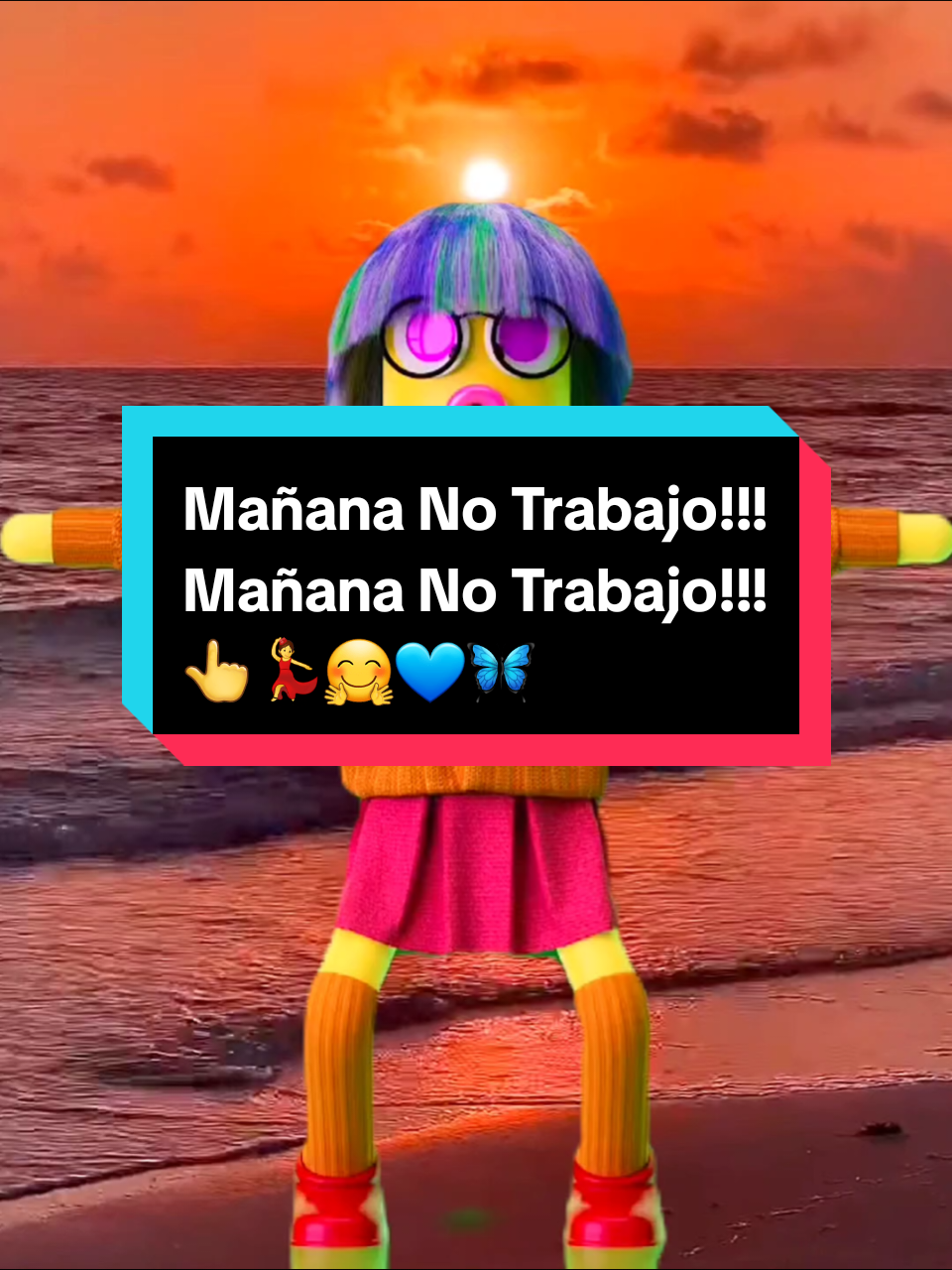 #CapCut MAÑANA NO TRABAJO!!!👆💃🤗💙🦋#Tiktok #mañananotrabajo #videosdehumor #tiktokhumor #memeo #cute #meencanta #quebarbaridad #avolar #yomedivierto #fyp #parati #foryour #masde40 #memeo✌ #viral_video #funnyvideos😂 