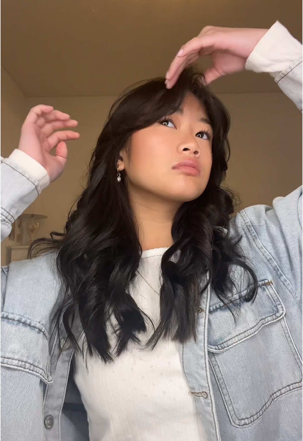 bangs #curtainbangs #grwm #hairrollers #bangtutorial #beauty 