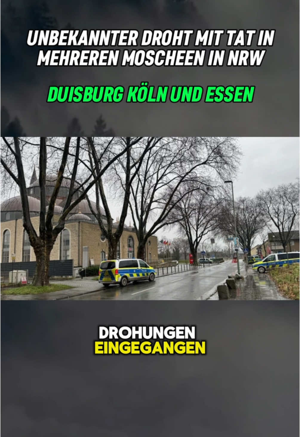 Passt auf euch auf 😳 In Duisburger und Kölner Moscheen sind heute mehrere Drohungen eingegangen. Könnten die Drohungen Wirklichkeit werden? Großeinsatz der Polizei wegen einem Unbekannten der in mehreren Moscheen angerufen und mit schlimmen Sachen gedroht hat. In Duisburg im Ruhrgebiet ging in der vergangenen Nacht eine E-Mail beim Vorstand der Ditib Merkez Moschee im Stadtteil Marxloh ein in der mit einem schlimmen Geschehen gedroht wurde. Darin kündigt ein Unbekannter mit der Zündung von etwas schlimmen zur Mittagszeit #duisburg #köln #moschee #drohungen #nrw #ditibköln #ditib #zentralmoschee #marxloh47 #polizei #unbekannter #islam #muslim 