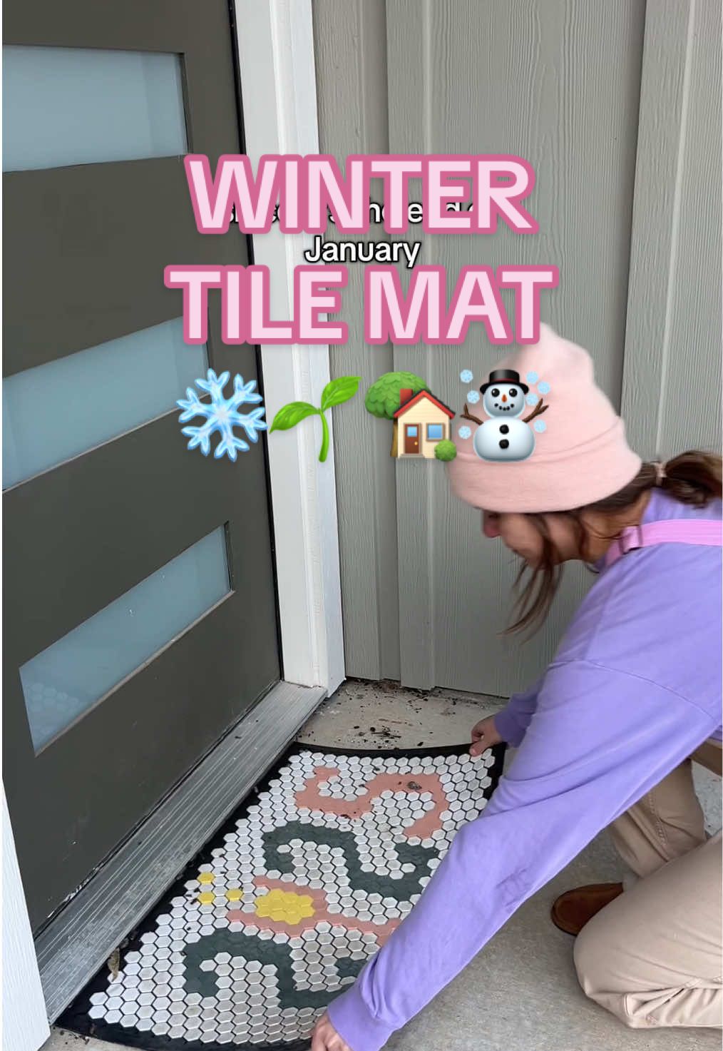end of the month so you know that means it’s time for another tile mat design ❄️ . . . #tilemat #frontporch #winterdecor #homemaker #sahm #toddlermom @Letterfolk Shop 