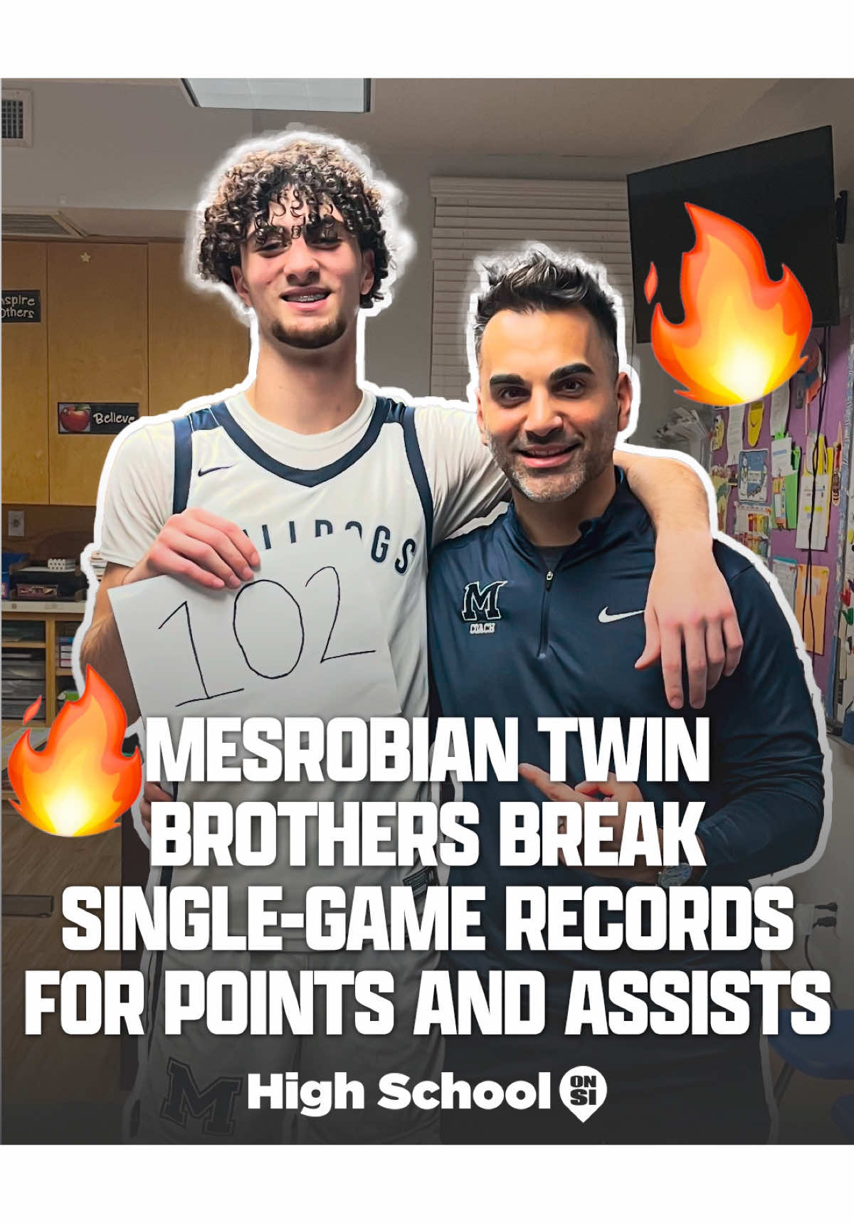 Nick Khatchikian drops 102 points to break California’s all-time scoring record 🤯🔥 Meanwhile, his twin Dylan dishes out 35 assists, tying a national record! 🏀✨ Mesrobian dominates 119-25. History made. #HighSchoolHoops #RecordBreakers #basketball #basketballtiktok #record #fyp #foryoupage 