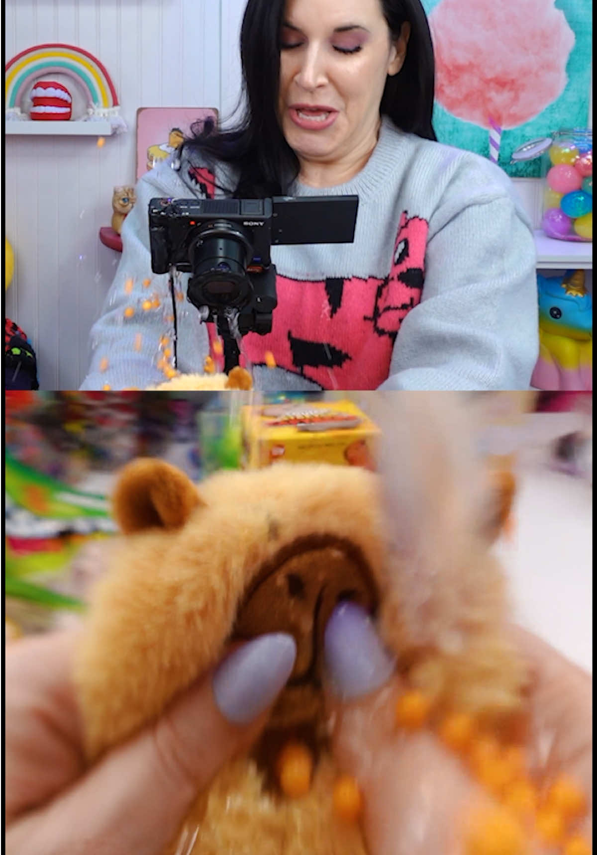 Disaster in the studio! My capybara squishy exploded all over everything. Camera, table, carpet, and me😭 #squishy #subtleforshadowing #OhNo 