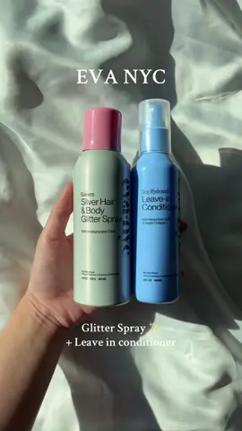 🌸 Eva NYC Sray Hydrated 💧& Sparkle✨ Claim your coupon get this duo for $24 Free Shipping 👀🔥 #glitter #sparkle #hairspray #hairglitter #leaveinconditioner #evanyc #hairtok 