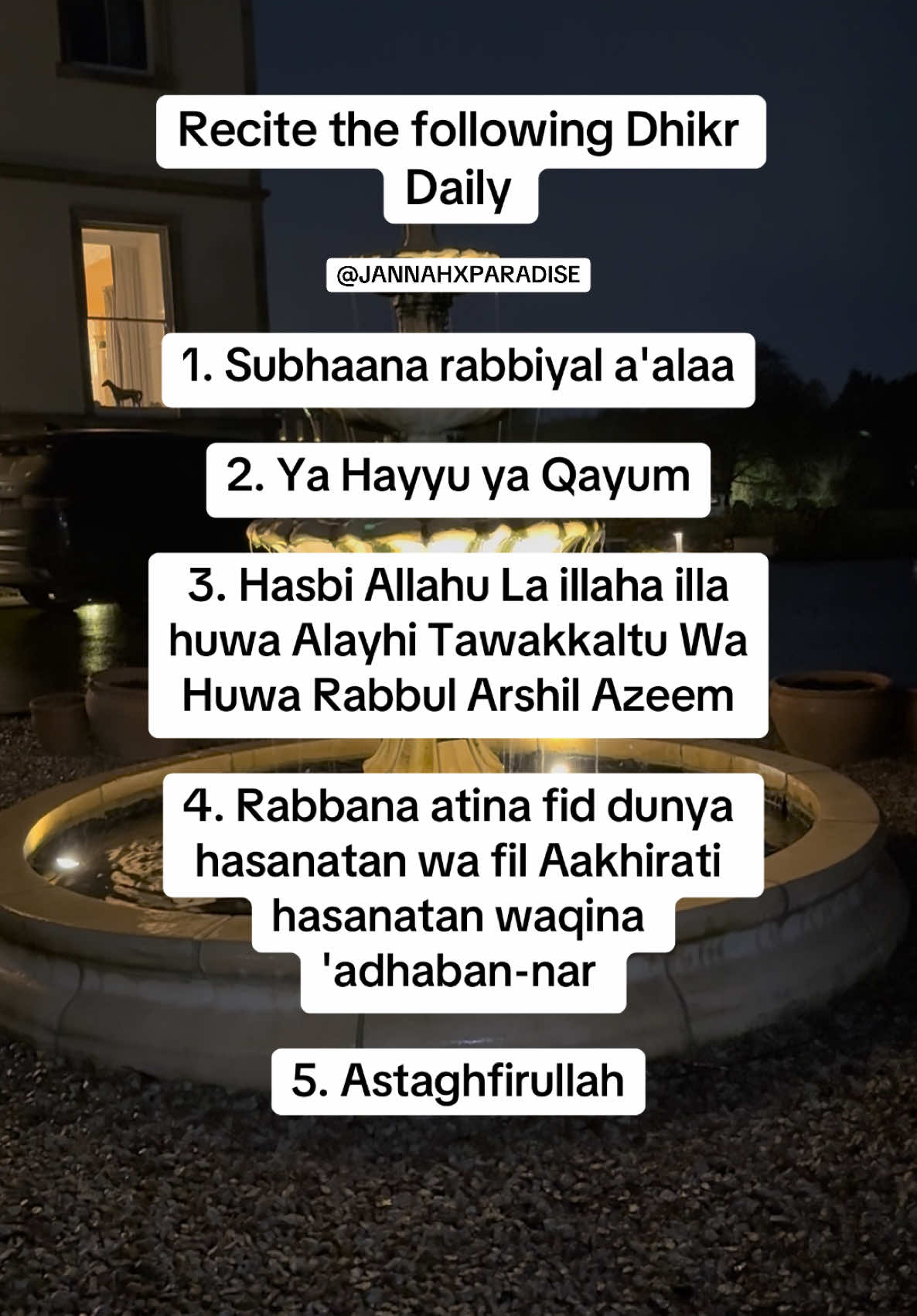 5 daily dhikr which will change your life #jannahxparadise #Allah #islam #fyp #foryou #islamic_video #dua #dhikr #muslimtiktok #muslim #islamicreminder #viral #dailyislamicreminders 