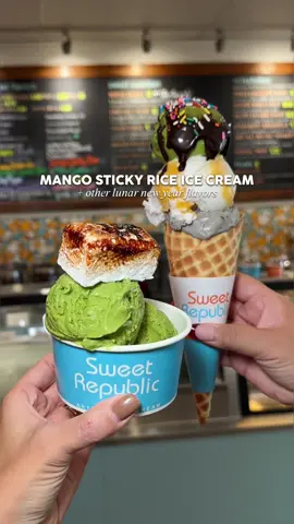 🧧 Lunar New Year Ice Cream Flavors in Arizona  You have to try these festive flavors that Sweet Republic has come out with to celebrate the Lunar New Year! They are available at all locations (Tempe, Scottsdale, Phoenix) so make sure to go try them ASAP (and pick up a pint or two 😉) Thank Helen for having me in and letting me try these new flavors!  🍌 Banana Black Sesame (v) 🥭 Mango Sticky Rice (v)  🍵 Matcha Green Tea @Sweet Republic  📍410 N Scottsdale Rd Suite 105, Tempe, AZ 85288  #lunarnewyear #sorbet #icecream #phoenix