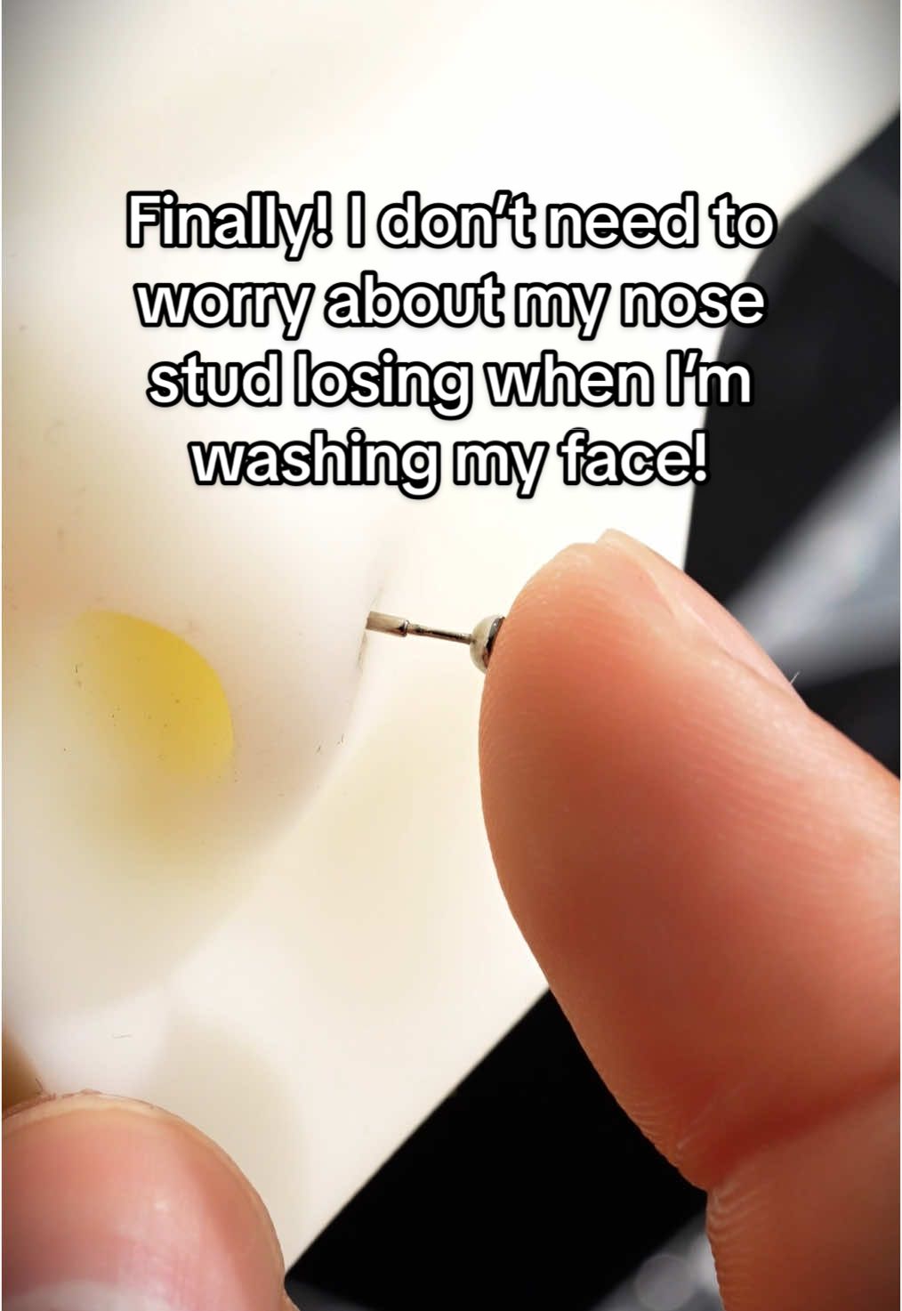 Upgrade! Flat back and push pin style nose stud, works perfectly and you can wash your face without worrying about losing it! #nosering #piercing #nosestud #fypシ #piercings 
