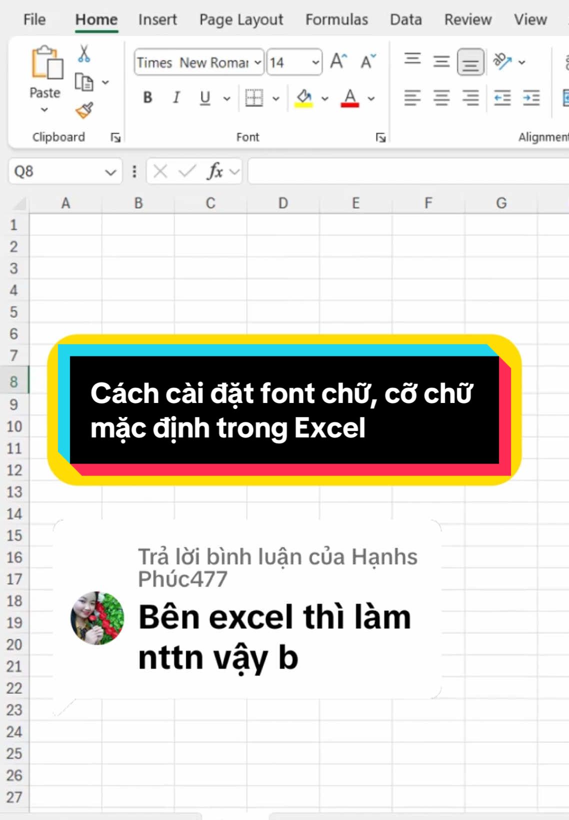 Trả lời @Hạnhs Phúc477 Cách cài đặt font chữ, cỡ chữ mặc định trong Excel #word #excel #tinhocvanphong #sachtinhocvanphong #LearnOnTikTok 