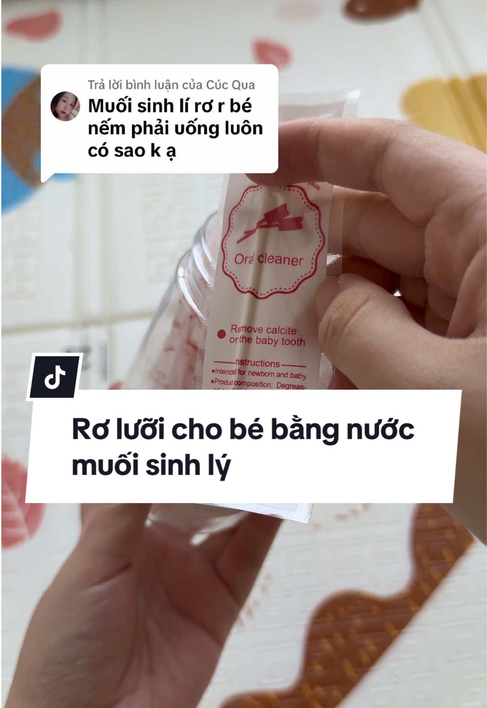 Trả lời @Cúc Qua  Nước muối sinh lý rơ lưỡi cho bé là rất tốt nha mom #mebimsua #mebimxaykenh #sinhdoi #songsinh #embedangyeu #daukhoaidaily #chambe #mevabe 