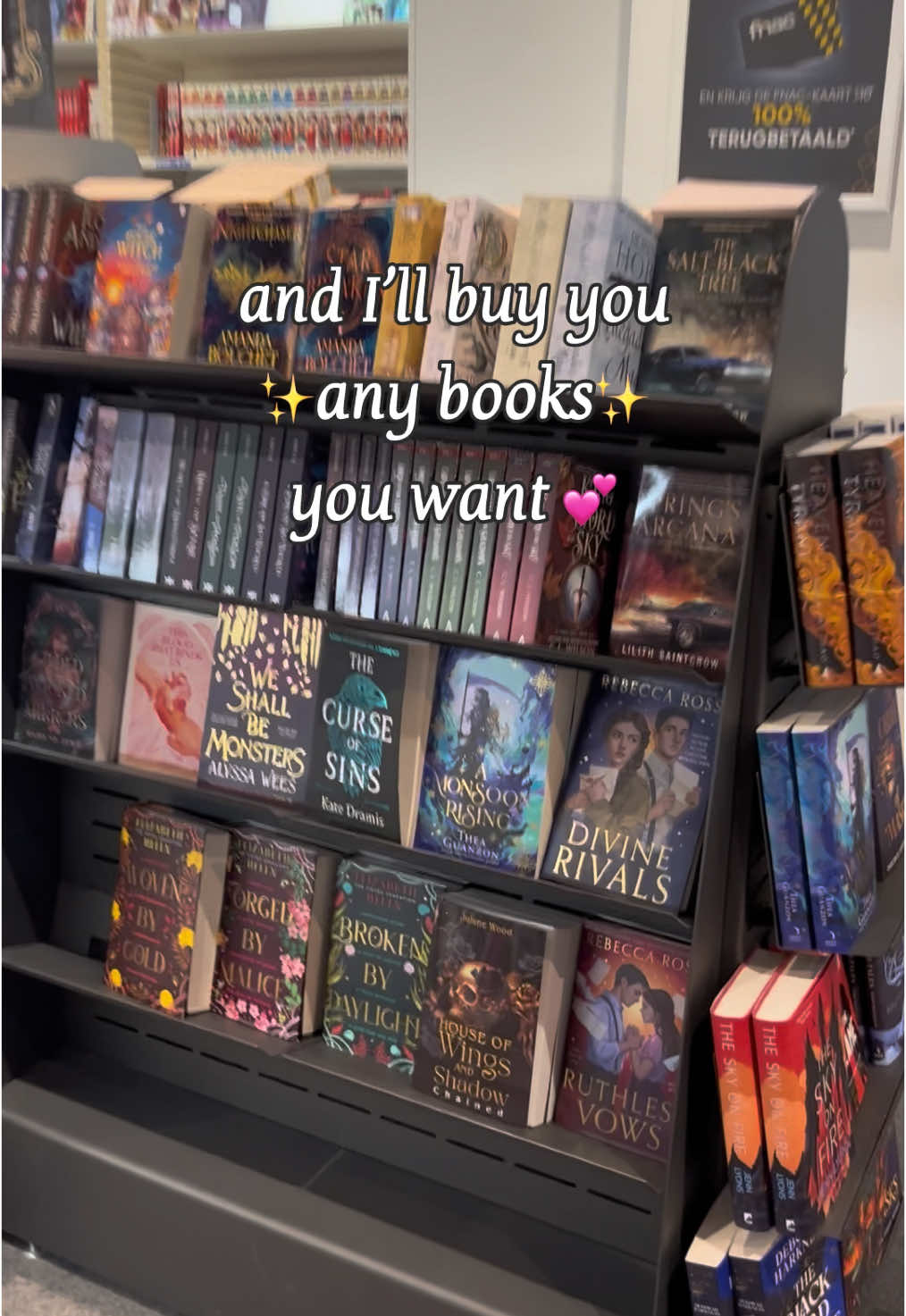 Hubby please see this and make it happen 🤣🙏🏻 QOTD: if someone said this to you, which books would you grab at the bookstore? I’d RUN to the Romantasy section and grab all the pretty hardcovers of books on my wishlist !😅 I’d also try to grab some contemporary romance paperbacks on the way back. #bookstore #bookshopping #bookaddiction #bookobsessed #romantasybooks #onyxstorm #bookboyfriend #bookhumor #bookstores #bookbuying 