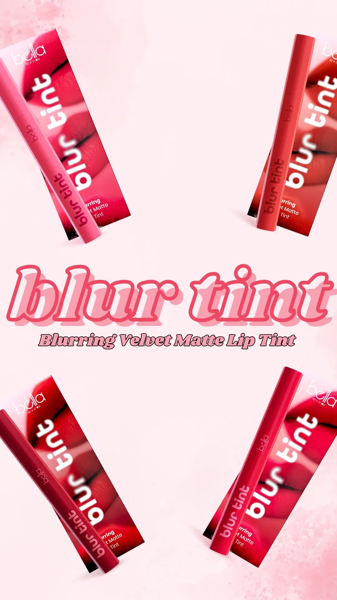 Blurring Velvet Matte Lip Tint 💋  ဘယ်ရောင်လေးဆိုးဖြစ်နေလဲ #bellacosmetic #bella #bellaနဲ့အလှပြင်ကြည့်မယ် #bellamyanmar #myanmar #lipstick #fyp #viral #tiktok #