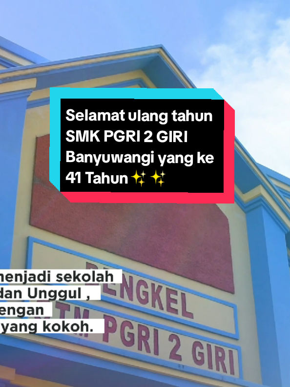 41 Tahun perjalanan SMK KDI terus terbenah yang pada akhirnya menjadi sekolah kejuruan yang unggul dan terfavorit di Banyuwangi  Selamat Hari Ulang Tahun SMK PGRI 2 GIRI BANYUWANGI yang ke 41 Tahun..  Semoga SMK KDI menjadi lebih baik, sukses selalu dan terus berkembang..  SMK KDI!! SMK BISA!!  .  .  .  .  . . #6kopetensikeahlian #ppdb #penerimaanpesertadidikbaru #penerimaanpesertadidikbaru2025 #smkbisa #smkluarbiasa #smkbisasmkheba #smkbisa👍 #smkbisasmkhebat🇮🇩 #smkbergerak #dinaspendidikan #pendidikan #dinaspendidikanbanyuwangi