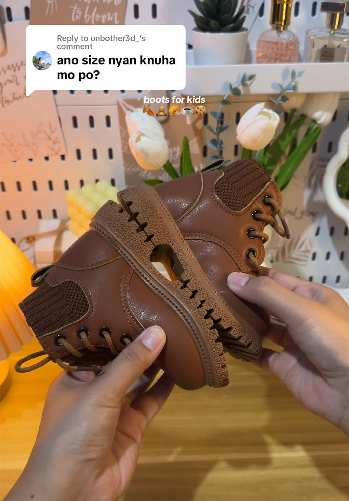 Replying to @unbother3d_ team brown pa rin 🤎🤍 size 21 po ito miii #bootsforkids #kidshoes #kidsshoes #shoesforkids