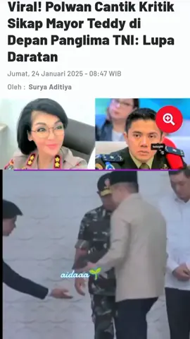 Justru mayor teddy menghargai jendral, dia di suruh jendral berdiri ke tengah tapi mayor teddy menghargai jendral jadi dia ke pinggir berdirinya. Itulah artinya sopan santun...   NB: Seperti kata pepatah yang menyatakan bahwa semakin tinggi pohon, semakin kencang juga angin yang menerpanya tetap semangat Mas,dan fokus aja dengan kerja dan karier,tidak usah hiraukan mereka yg diluar sana yang tidak menyukai dirimu🥺😭 #mayorteddy #mayorteddy #mayorteddyindrawijaya #teddy #fypシ゚ #teddyindrawijaya #fypage #fyp #fyyyyyyyyyyyyyyyy #fyppppppppppppppppppppppp #bismillahfyp #trend #trendingvideo #viralvideo #viraltiktok #4u #abcxyz 