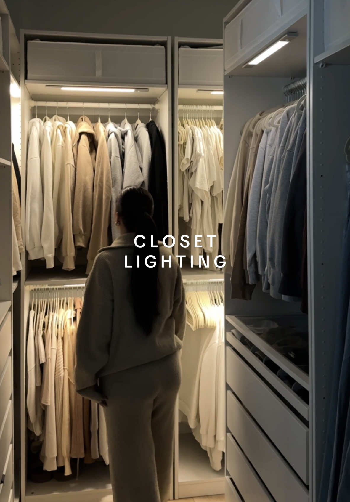 The biggest upgrade!!! On my ‘Closet + Organization’ category 🤍✨ #closetlighting #dreamcloset #closetorganization #lightingideas #motionsensorlights #tiktokmademebuyit 