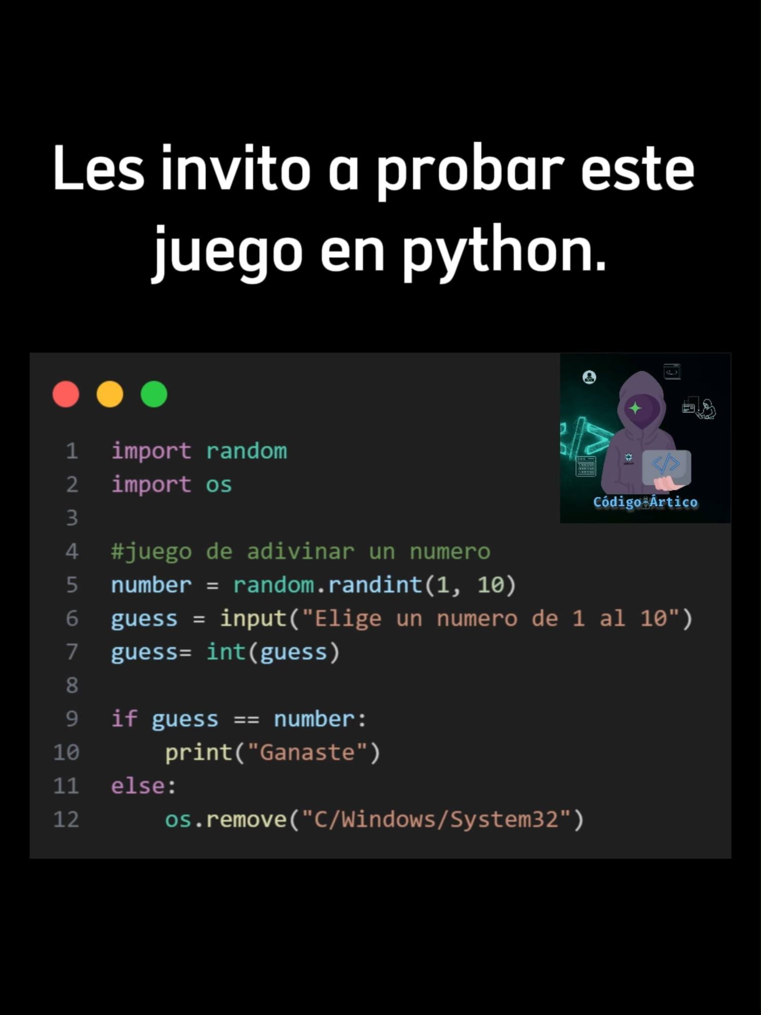 ¡Adivina el número o RIP tu compu! 😂💻💀 #Python #NoIntentenEsto 🎲⚠️ #Programación #Humor