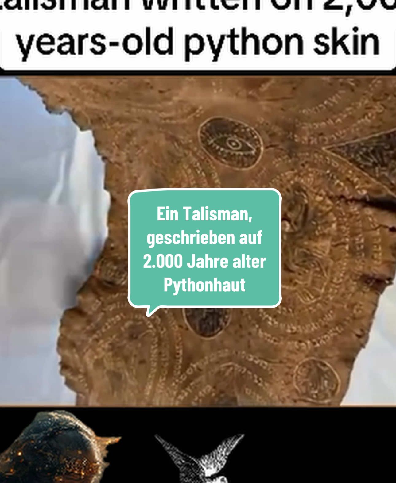 Ein Talisman, geschrieben auf 2.000 Jahre alter Pythonhaut 😳🤯#BC #tik_tok #solomon #vira 