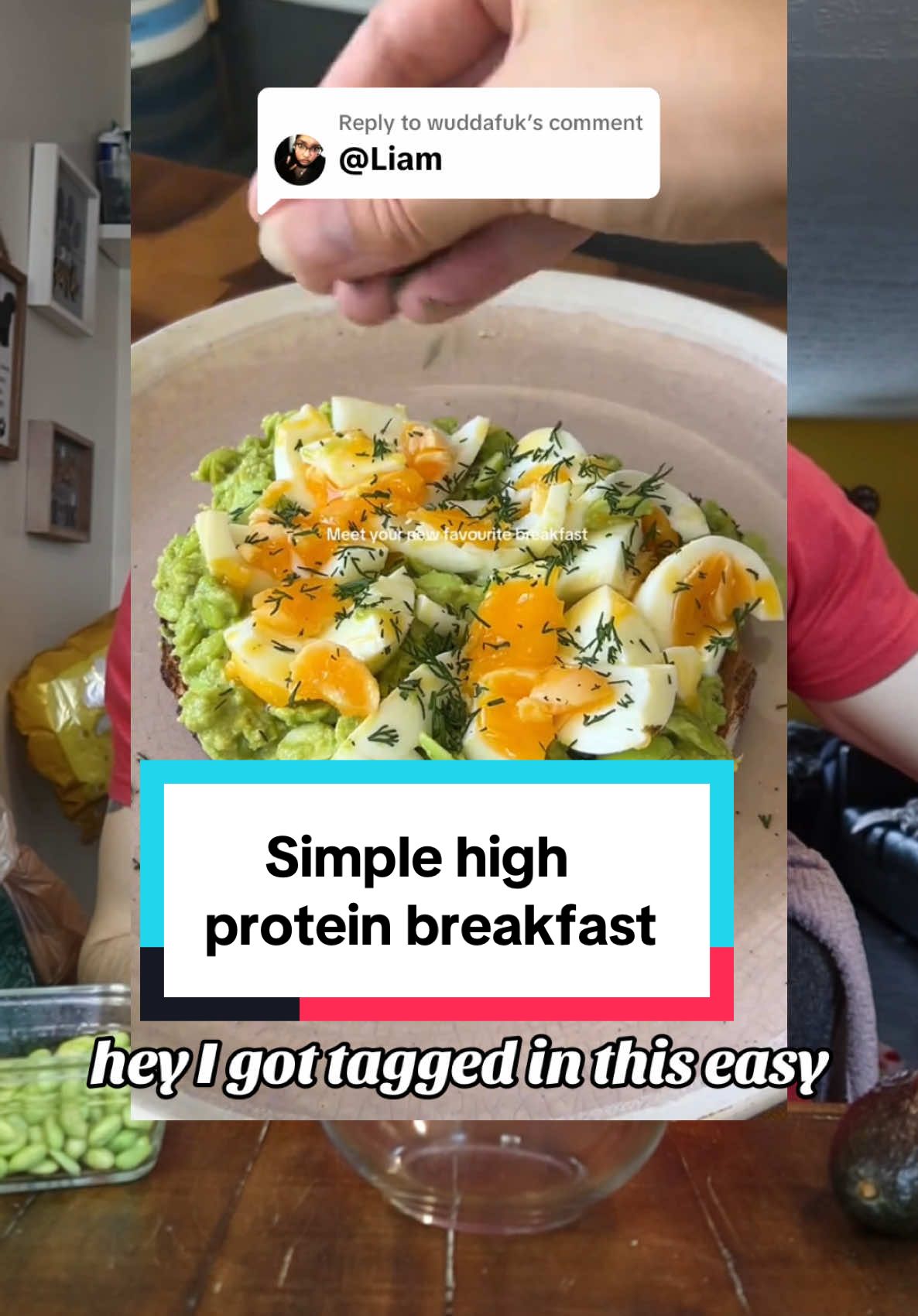 Replying to @wuddafuk @Laura Stevens simple high in protein and fiber? I’m in 😋 #breakfast #breakfastideas #highprotein #fiber #healthyrecipes #avocado #edamame 