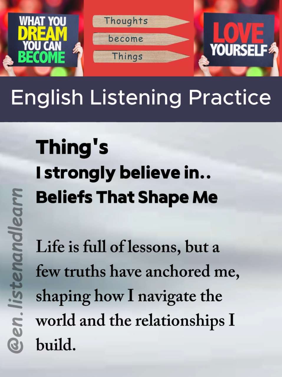 Things I strongly believe in, beliefs that shaped me. improve your English skills by listening 🎧 and speaking 🗣️ practice by English narration and short story  #englishlistening #englishspeaking #englishstory #englishlearning #englishpractice #dailyenglish #Ibelieve #beliefs #lifelessonslearned #motivationalinspiration 