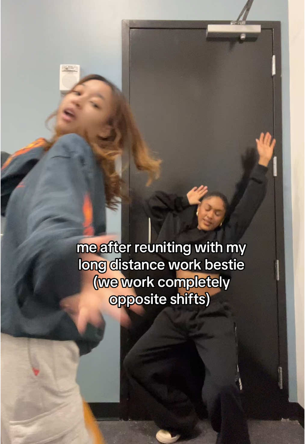 It might be a good thing we don’t work together we’d probably be fired 😭 #fyp #real #workbestie #maybeiamjustcrazy #cooked #freeus #weeluvzee 
