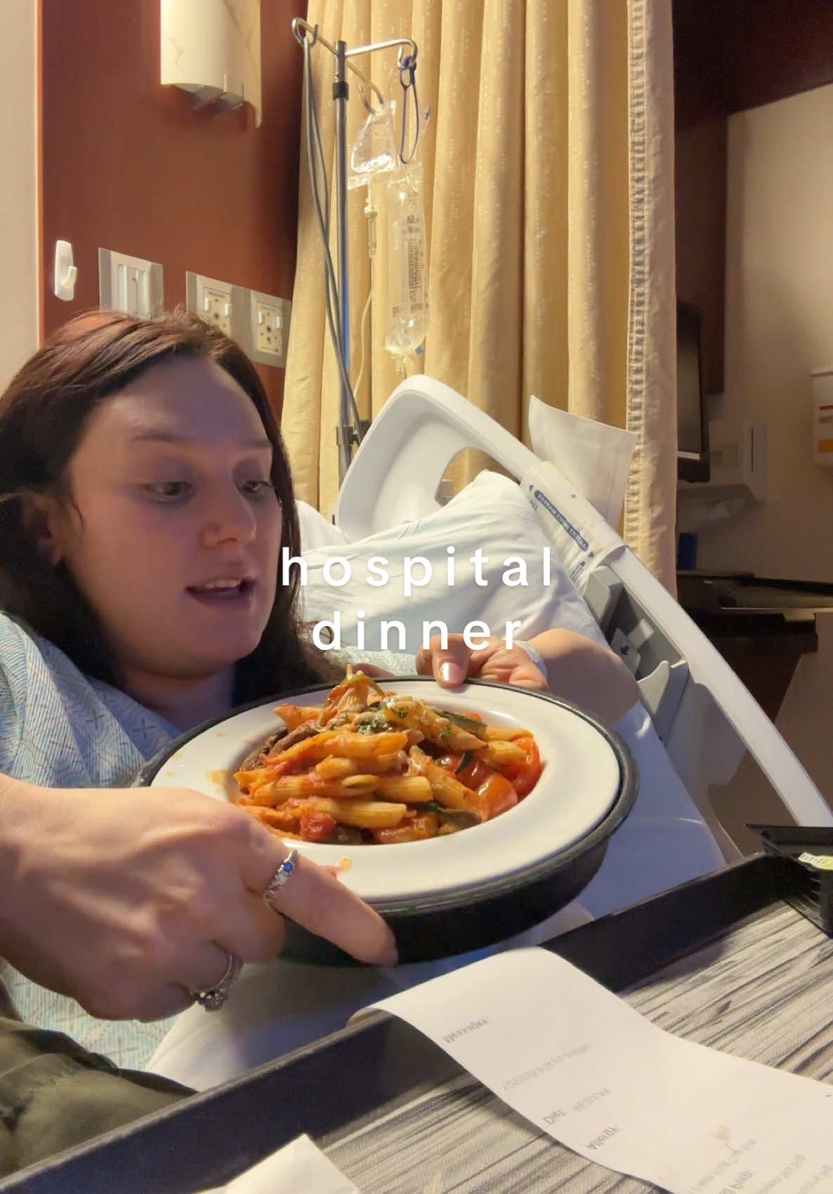 Dinner time in the hospital! I’m so ready to be in my own bed but super nervous about how I’ll manage the pain. 