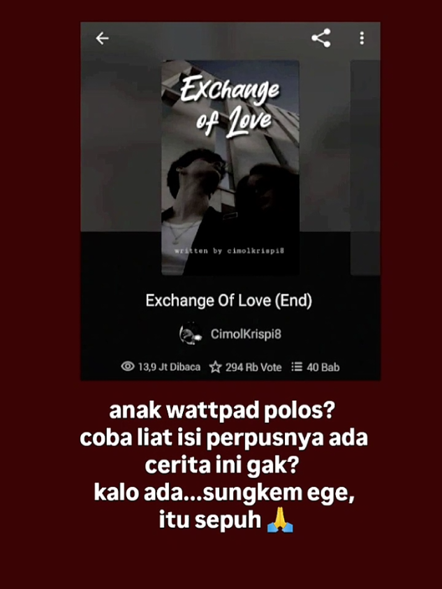 isinya emang apa?  #foryoupage #rekomendasiwattpad #exchangeoflove #wattpad21 #cimolkrispiwp #fypage #fyou 