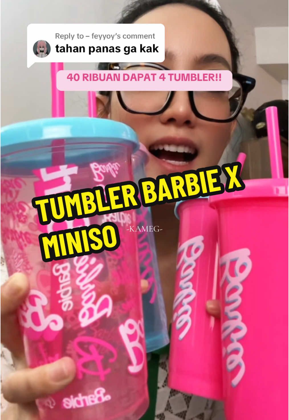 Replying to @– feyyoy tahan ko ka krn inj tumbler dari plastik po ori ya! Mumpung promo langsung di co deh  #jelajahgajian #tumblerbarbie #tumblerbarbiexminiso #tumblerlucu #rekomendasikameggapernahsalah #kameg #cuantanpabatas #sendalempuk 