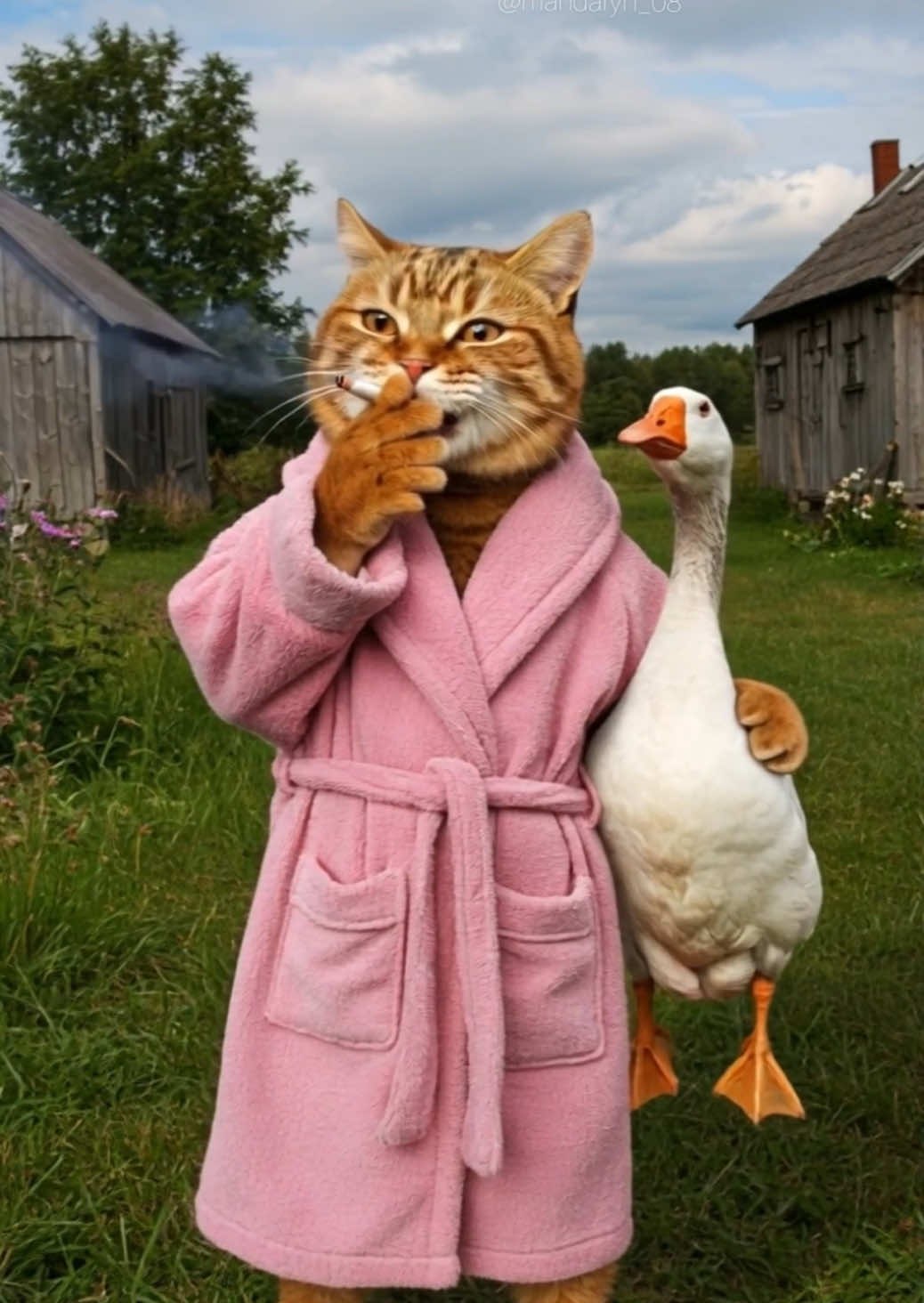 The cat is nursing a goose #funnycat #cats #kitty #catlover 