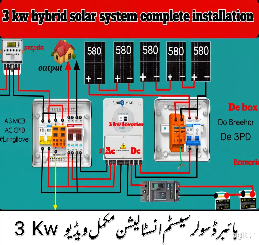 3 Kw hybrid mppt solar inverter wiring diagram #reels #virall #foryou #3kwsolarsystem #hybridsolarsystem #installation #wiring #daigram 