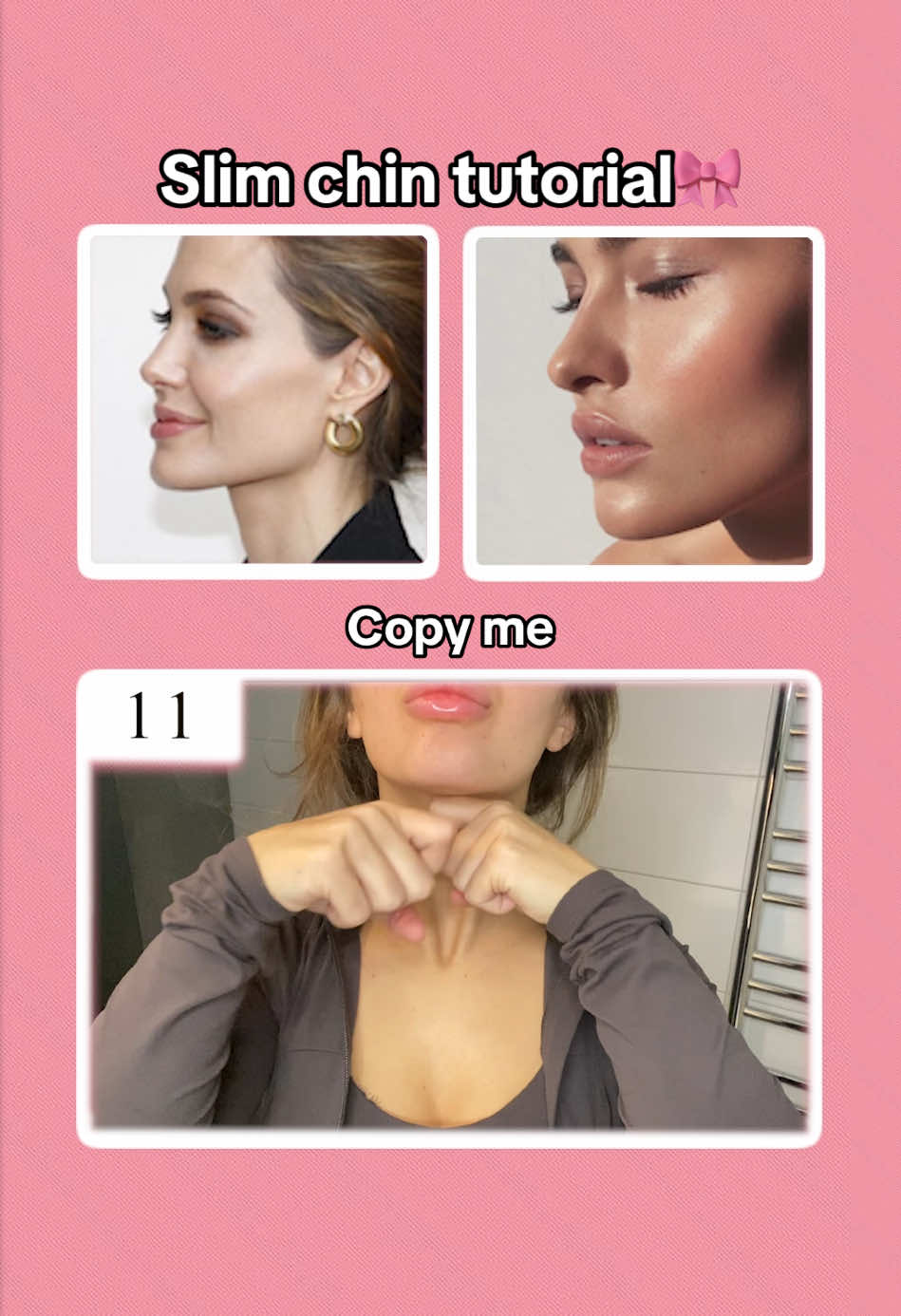 Slim chin tutorial🎀  #exercise #GlowUp #tutorial #viral #girltips #foryoupage #furdich #beauty #chin #slimchin #fatloss 