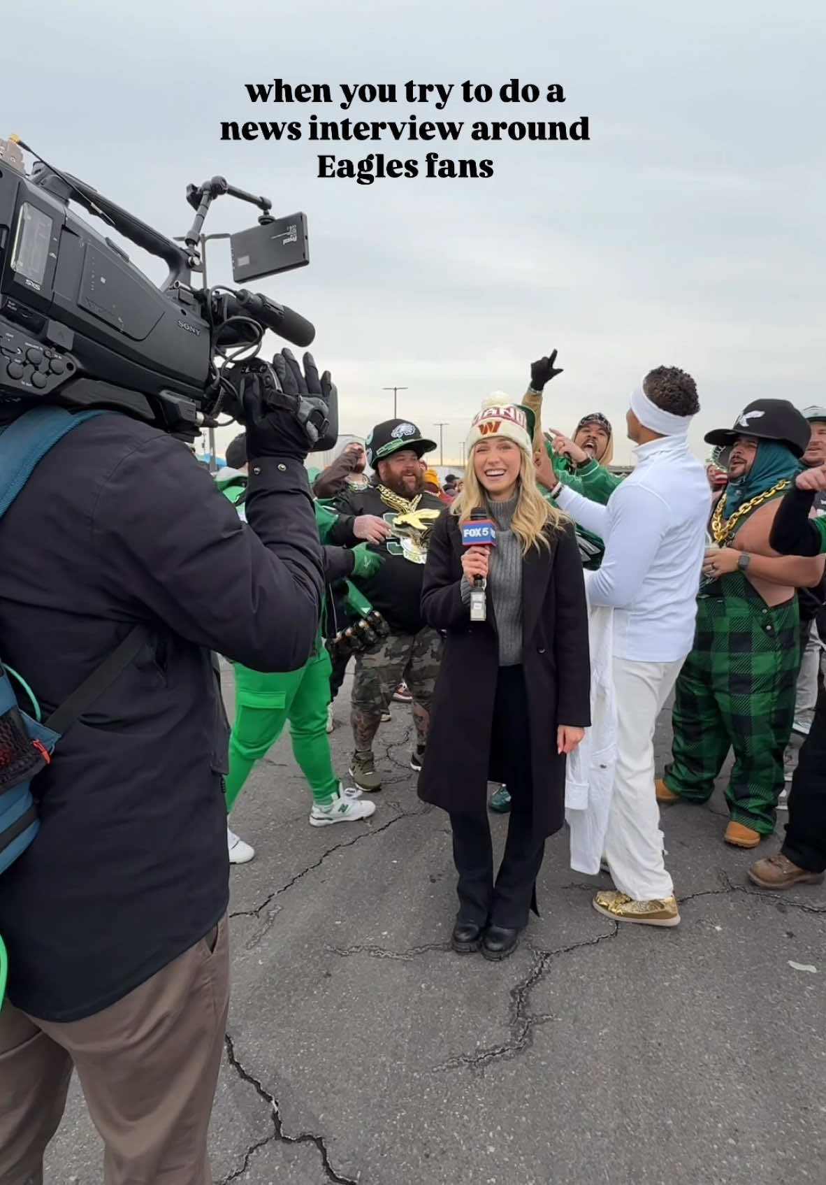 I was warned about Eagles fans…😂😂 #nfcchampionship #eagles #commanders #news #interview #funny #philly 