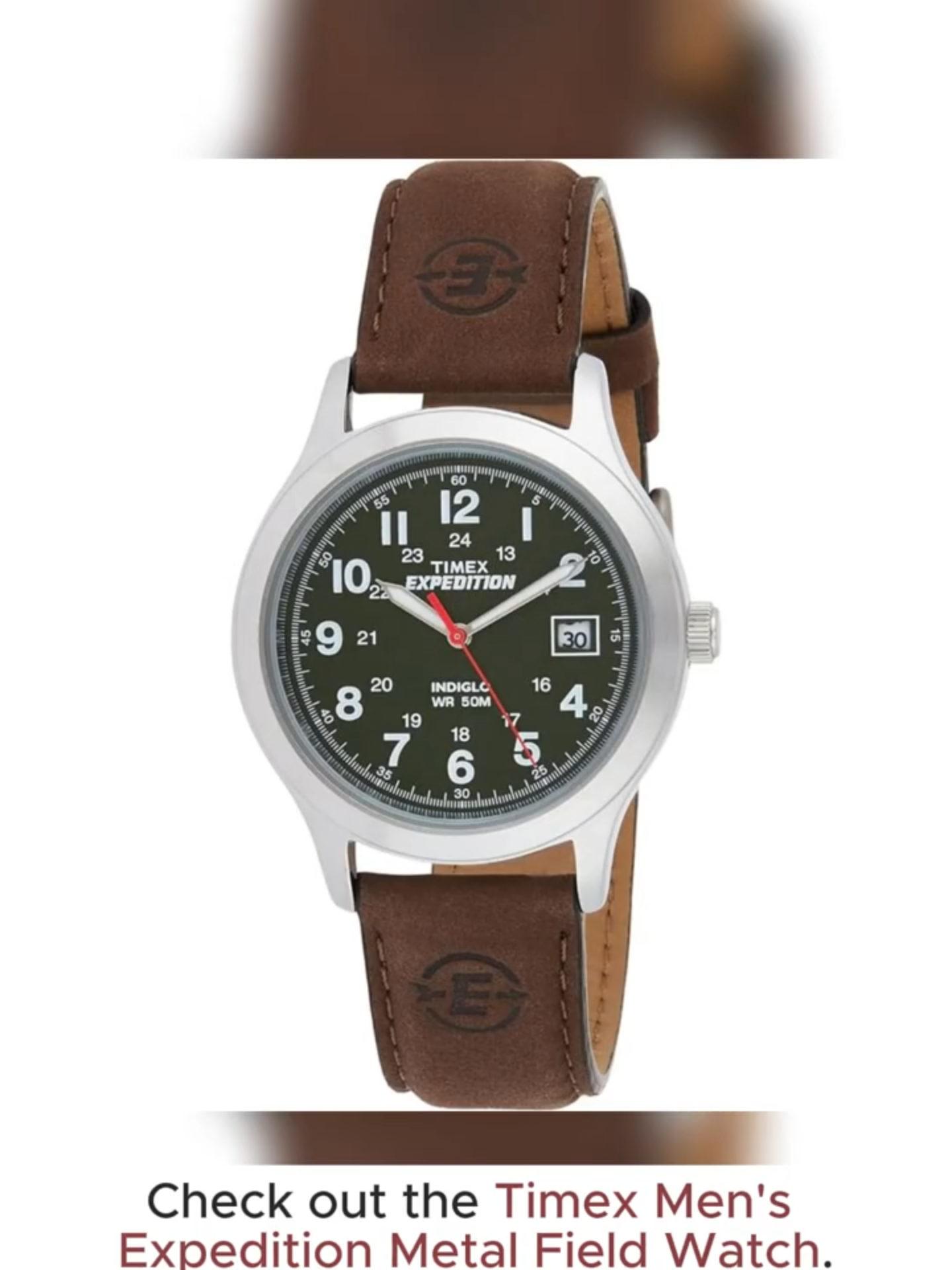 Timex Men's Expedition Metal Field Watch with Adjustable Brown Leather Strap, 39mm Brass Case, Date Display at 3 o'clock, Water Resistant to 50m#smartwatch #menswatch