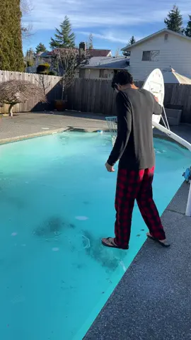 Just walking on water 😅 #frozen #pool #winter #washington 
