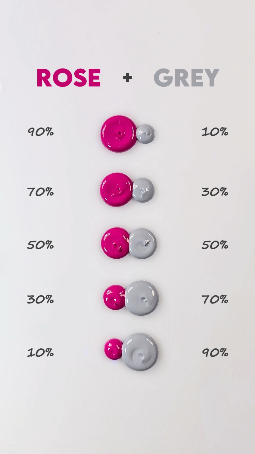 Let's Mixing Rose + Grey 😍🎨 . Color Mixing . Creative colors  . Artful blend  . Color play  . Paintmixing . Color theory . How to make color  #colormixing #artvideo #paintmixing #asmr #colors #foryou #art #MiniArtZone  #reels #mixing 
