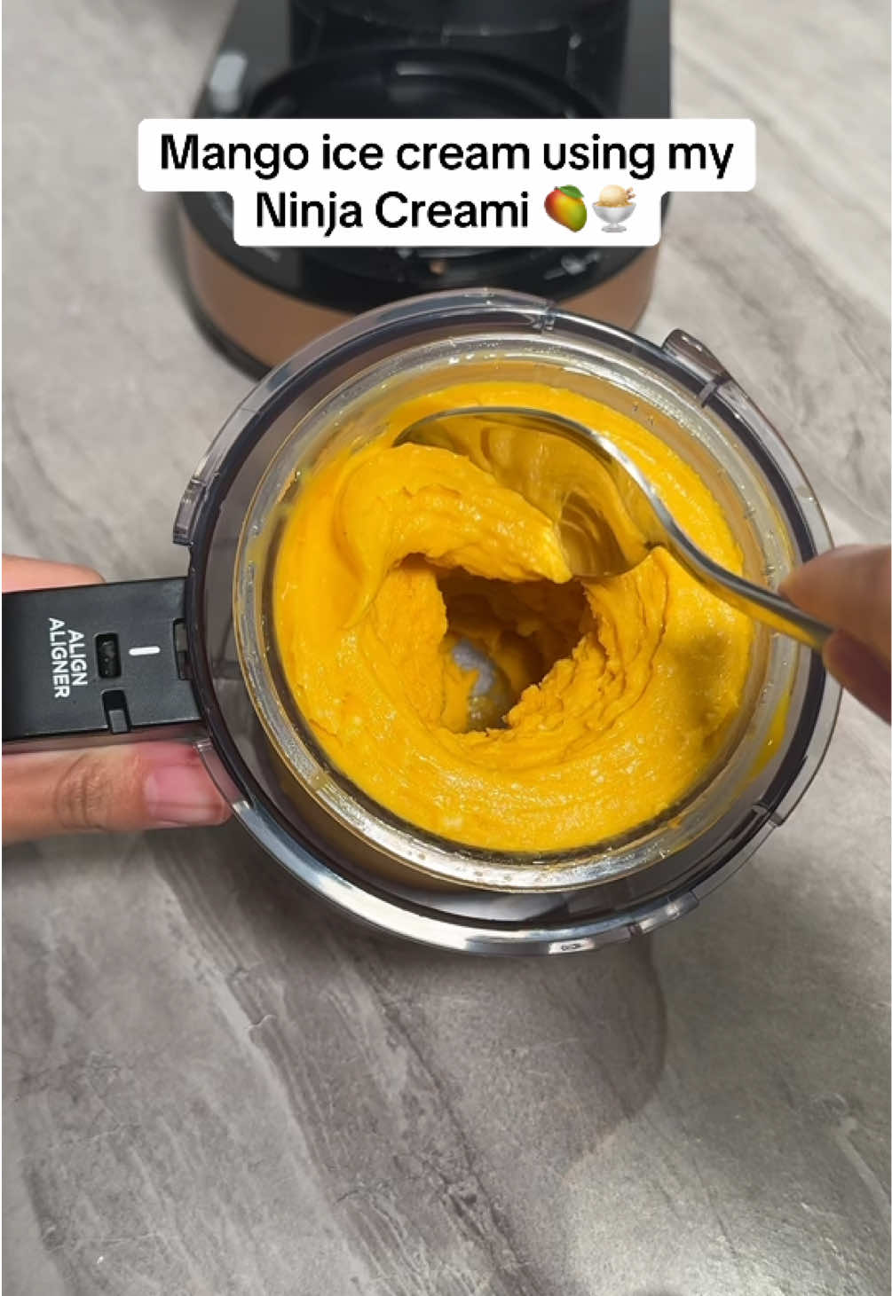 Next time I need more milk and less mango pulp 😅🥭 #ninjacreami #creami #ninjakitchen #mangos #mangoicecream #icecreamrecipe 