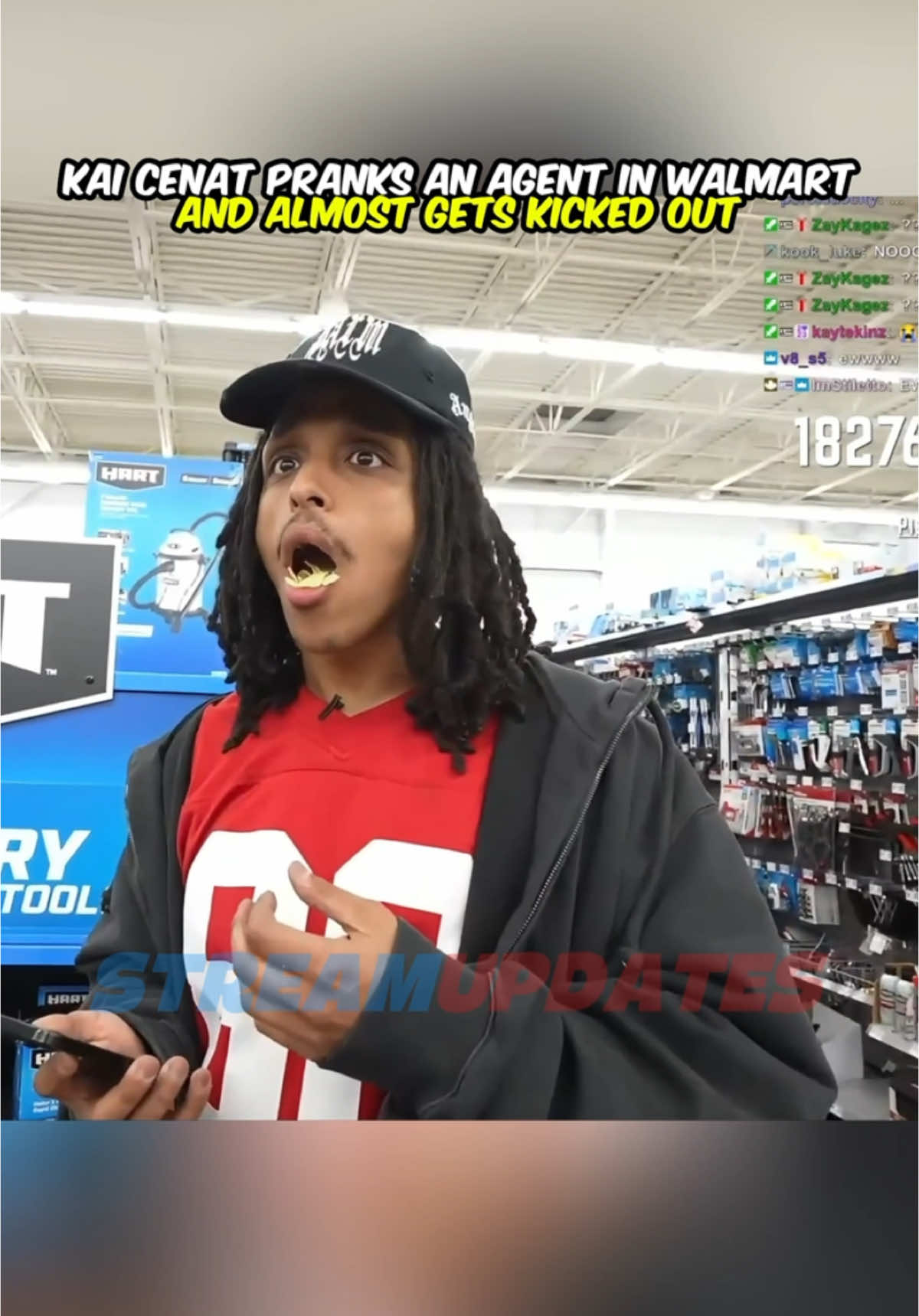 Kai cenat pranks Agent in Walmart and almost gets kicked out🤣@Kai Cenat #kaicenat #kaicenatclips #amp #kaicenattv #agent00 