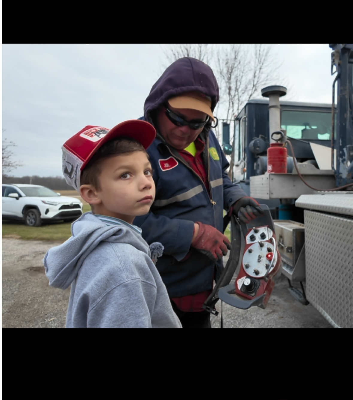 Jackson enjoyed his dad working in the site to pour his concrete #rlmccoy #speedwayconcrete #jacksonfarmer #justajacksonthing #trucking #construction #trades