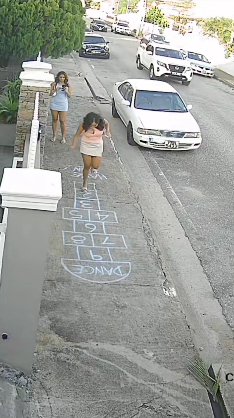 First pavement hopscotch for 2025!  #wholesome #hopscotch #trinidadandtobago #fyp #feelgood